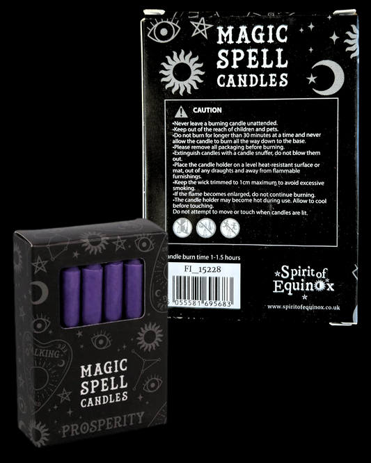 Lot de 12 bougies violettes "prospérité"