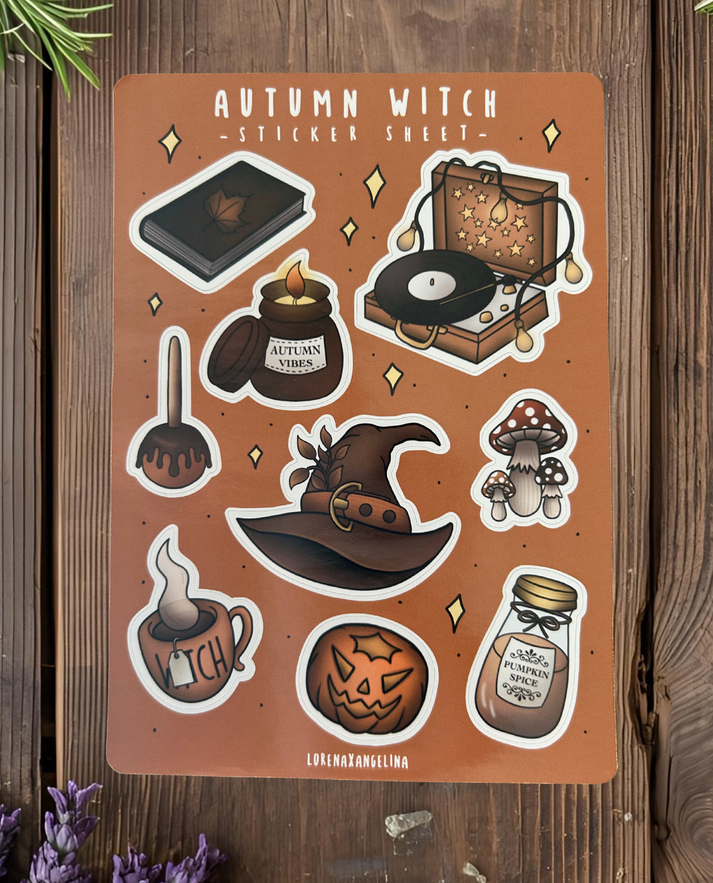 Planche stickers Sorcière d'Automne