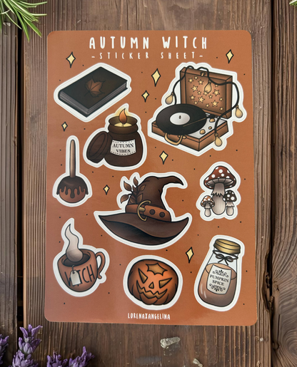 Planche stickers Sorcière d'Automne