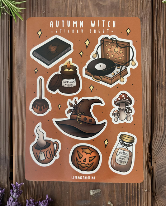 Planche stickers Sorcière d'Automne