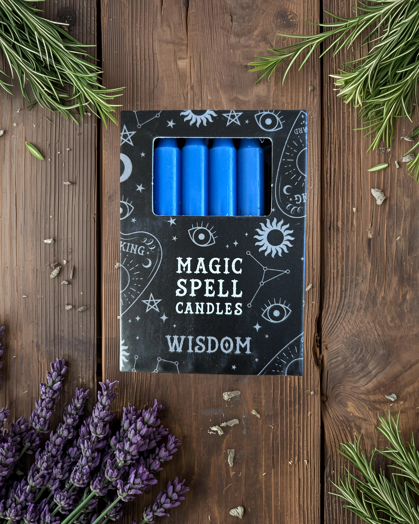 Lot de 12 bougies bleues "sagesse"