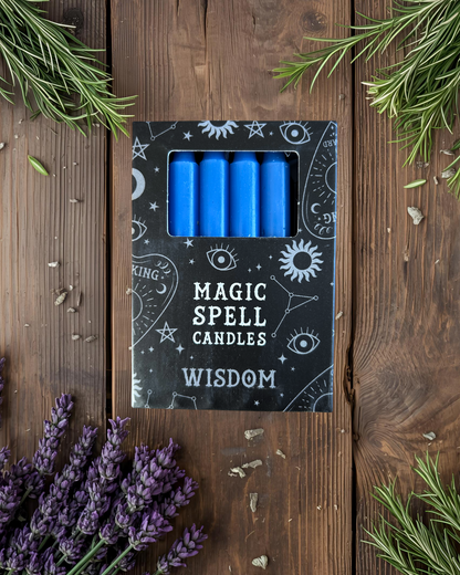 Lot de 12 bougies bleues "sagesse"