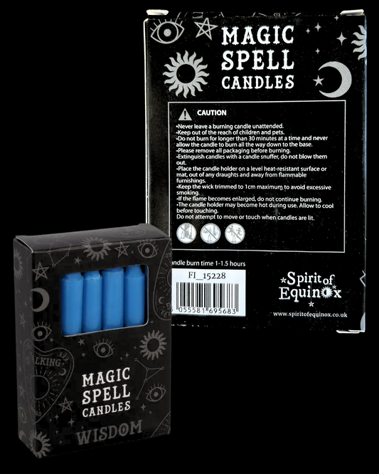 Lot de 12 bougies bleues "sagesse"