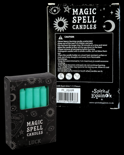 Lot de 12 bougies vertes "chance"