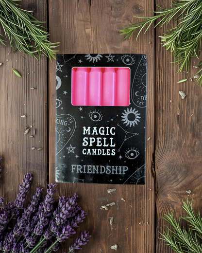 Lot de 12 bougies roses "amitié - apaisement"