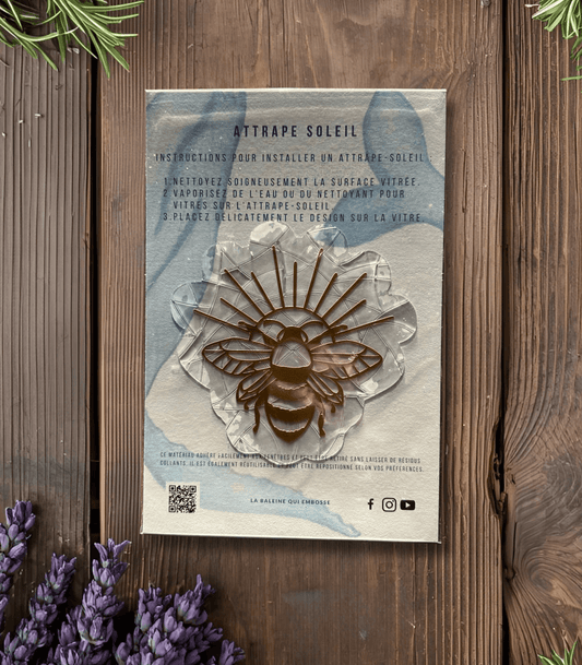 Sun Catcher électrostatique doré "Abeille"