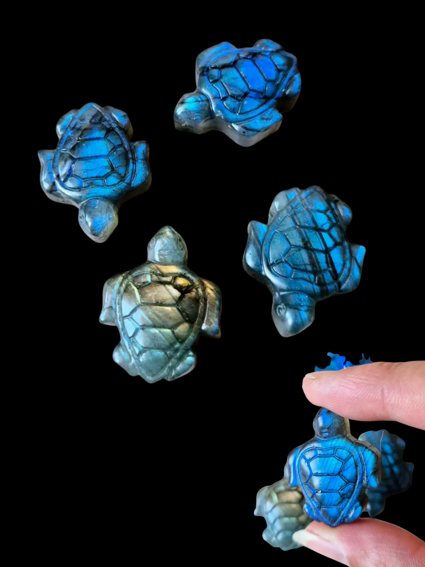 Labradorite sculptée en tortue